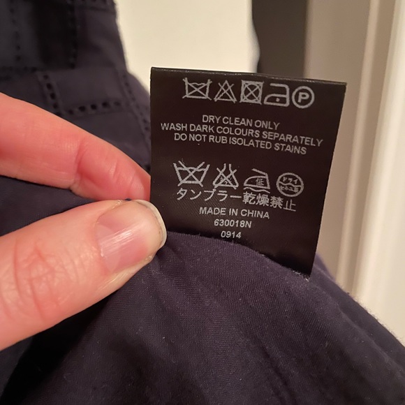 Jaeger UK Cotton a-line windowpane dress navy USA size 8 - Picture 7 of 7